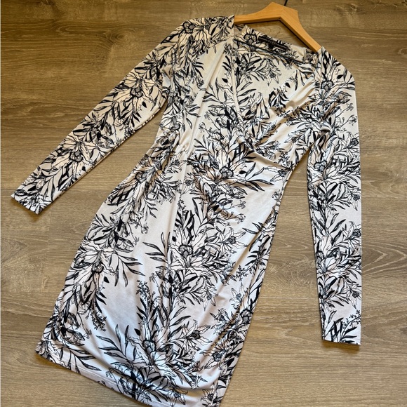 Guess Pink and Blue Bodycon Dress Long Sleeve V-Neck- Size S - Picture 4 of 12